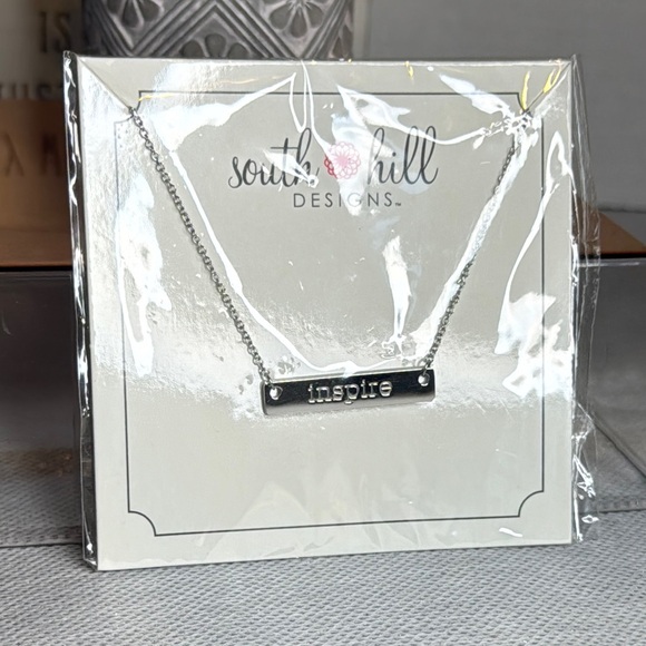 South Hill Designs “Inspire” Bar Charm Silver Necklace with Extender, New - Picture 2 of 4